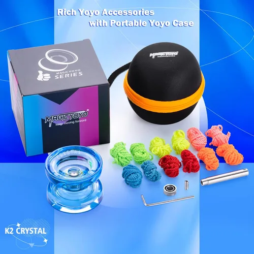 Miniatura 6 de MAGICYOYO Yo Yo de Cristal Profesional K2, Yoyo Responsivo para Niños de 8-12, Yo-yo de Plástico con Giro de Dedo para Trucos con Rodamiento No