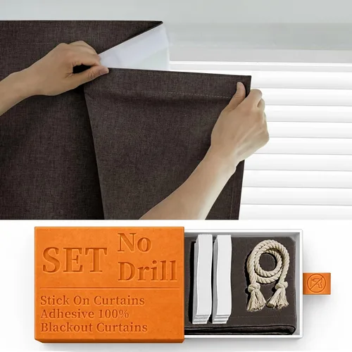 Miniatura 22 de Cortina opaca adhesiva, tratamiento completo de ventana de oscuridad para oficina en casa