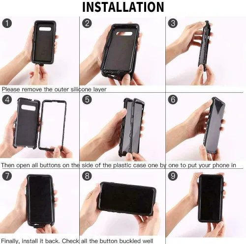 Miniatura 4 de Carcasa rígida protectora para Samsung Galaxy S10 Plus, diseño de doble capa, Negro-Negro