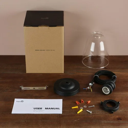 Miniatura 6 de Pathson Lámpara colgante de estilo rústico ovalado de 5.6 pulgadas de diámetro con tapa de base de metal y cable textil ajustable, lámpara colgante
