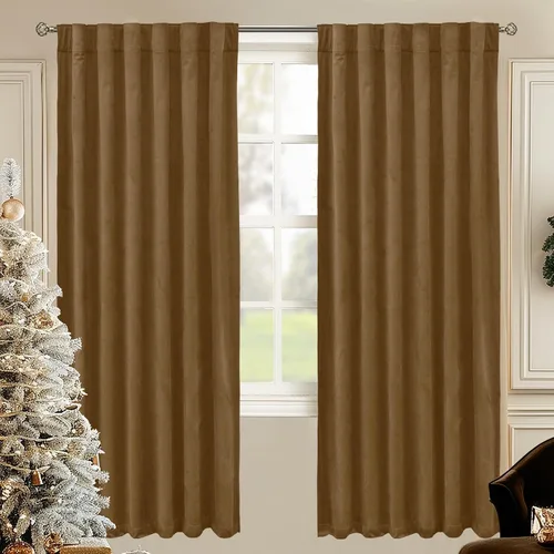 Miniatura 42 de BGment Cortinas de terciopelo rosa polvoriento, 2 paneles de 84 pulgadas, 2 paneles para sala de estar, aislamiento térmico de lujo, reducen