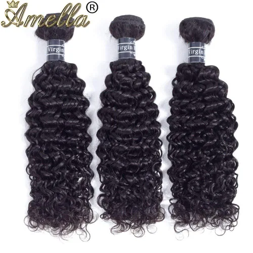 Miniatura 2 de Amella Hair - Extensiones de cabello humano virgen brasileño rizado 8A, 14, 16, 16 pulgadas, 100% sin procesar, cabello humano virgen brasileño