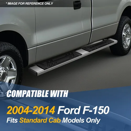 Miniatura 7 de Auto Dynasty - Estribos compatibles con Ford F-150 2004-2014 con cabina estándar, estribos laterales de acero inoxidable con barras Nerf, barras