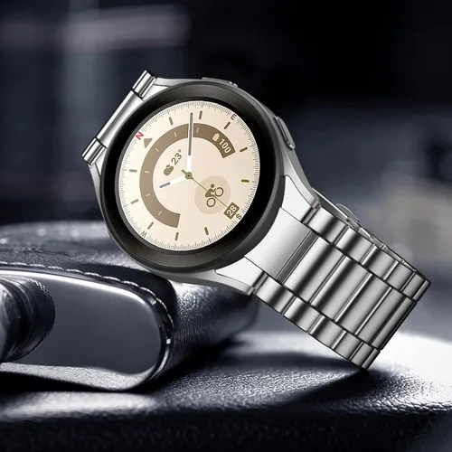 Miniatura 8 de Lenrao Compatible con Galaxy Watch 6/Watch 5, correa clásica de 1.57 a 1.77 pulgadas, correa de metal de acero inoxidable