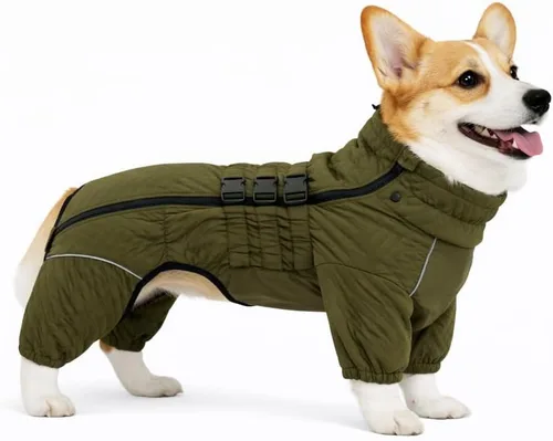Miniatura 25 de Abrigo cálido para perros de doble capa, chaleco para perros, 4 patas cubiertas, resistente al viento, impermeable, reflectante, gris XS - L