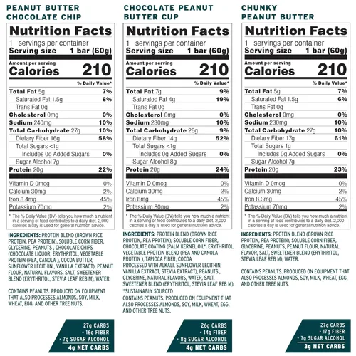 Miniatura 2 de No Cow Barras de proteína vegana, paquete variado de mantequilla de maní 0.71 onzas de proteína a base de plantas, sin gluten, sin lácteos, sin