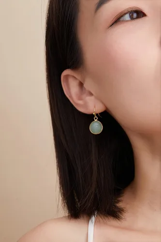 Miniatura 3 de 14K Gold Earrings for Women Handmade Green Jade Jewelry Green Stone Earrings for Women Dangle Birthstone Earrings Gift for Anniversary Graduation