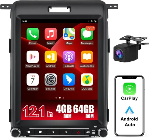Miniatura 8 de Radio de coche Android 13 para Ford F150 2013 2014, estilo T de 12.1 pulgadas con CarPlay inalámbrico Android Auto GPS DSP WiFi Bluetooth SWC salida