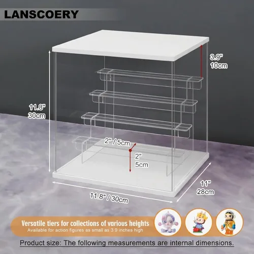 Miniatura 6 de LANSCOERY vitrina acrílica con iluminación LED, caja de exhibición de 5 niveles para coleccionables y figuras de acción, organizador transparente a