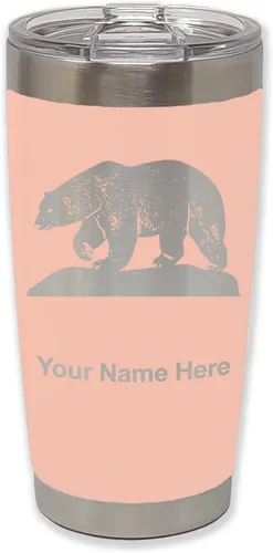 Miniatura 25 de LaserGram Vaso aislado al vacío de 20 onzas, oso polar, grabado personalizado incluido (negro)