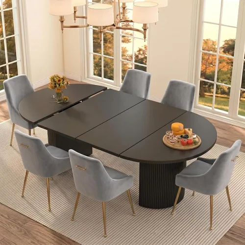 Miniatura 10 de Juego de 2 sillas de comedor de terciopelo, modernas sillas tapizadas de mediados de siglo con patas de metal dorado y asa de anillo, cómodas sillas