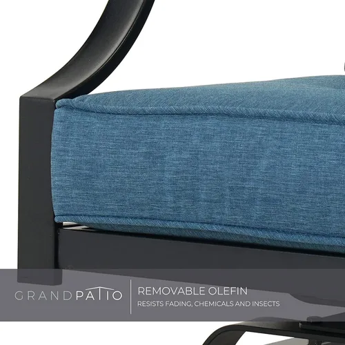 Miniatura 5 de Grand patio Sillas para exteriores, mecedoras para exteriores, juego de 2, sillas de asiento de patio con cojines de olefina, color azul pavo real