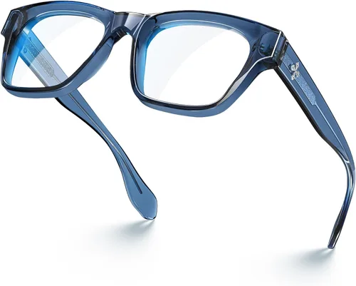 VISOONE - Elegante marco en múltiples colores, gafas con bloqueo de luz azul para hombres y mujeres, modelo Bona Azul Nilo