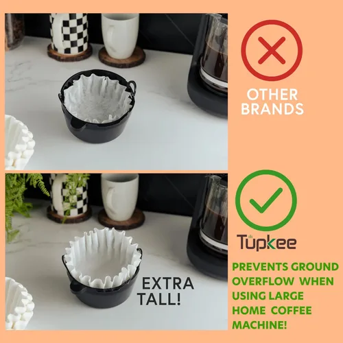 Miniatura 4 de Filtros de café grandes de 12 tazas, 9.75 x 4.25 pulgadas, 500 unidades, paredes altas para evitar el desbordamiento del suelo, compatibles