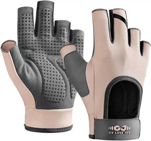Miniatura 7 de SUJAYU Guantes de entrenamiento para mujeres y hombres, guantes sin dedos antideslizantes para levantamiento de pesas, guantes de entrenamiento