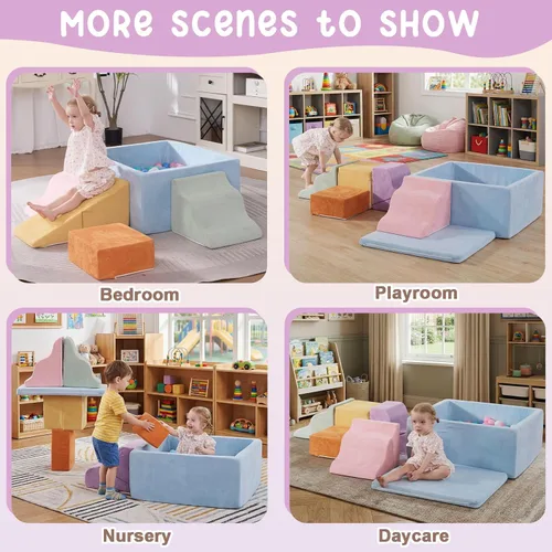 Miniatura 4 de 7 Piezas Bloques de Escalada de Espuma para Niños Pequeños Juego Suave para Bebés con Piscina de Pelotas Cuadrada, Escaladores