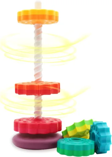 Miniatura 3 de LUCKFUTURE Juguetes educativos giratorios apilables, anillos apilables de arco iris, juguete de aprendizaje sensorial Montessori para niñas y niños