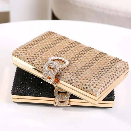 Miniatura 4 de Dreubea Bolso de mano brillante para mujer con diamantes de imitación