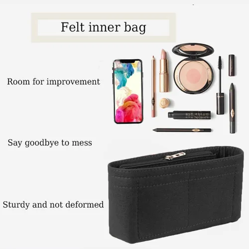Miniatura 4 de Lckaey Organizador de monedero Inserto para 19 bolso con solapa Organizador de bolsa pequeña con bolsillo lateral con cremallera 1016negro-S