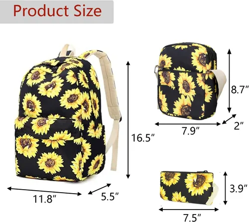 Miniatura 3 de FLYMEI Mochila para estudiante escolar, mochila de viaje con bolsa de almuerzo, bolsas para lápices