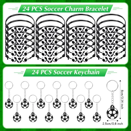 Miniatura 3 de Aoriher Juego de 194 piezas de recuerdos de fiesta de fútbol – Pulseras de silicona, mini pelotas hinchables de fútbol, llaveros de juguete, bolsas