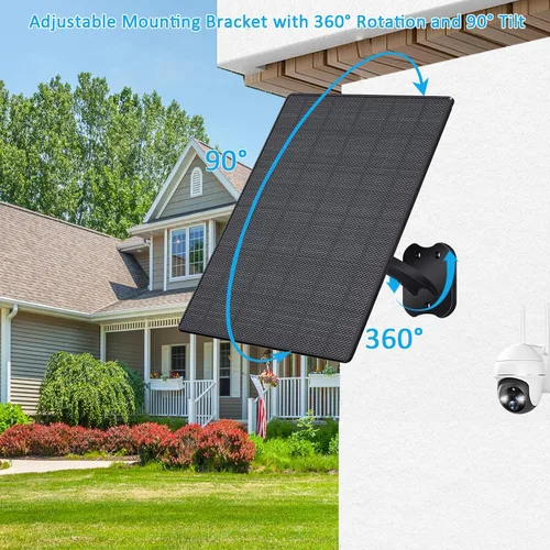 Miniatura 5 de Panel solar de 10 W para cámaras de seguridad, panel solar de cámara exterior de 5 V con cable USB-C, CC 0.217 x 0.083 in y puerto micro USB