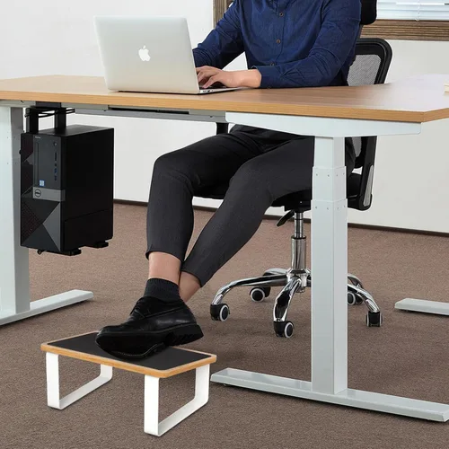 Miniatura 7 de Reposapiés para debajo del escritorio en el trabajo, taburetes ergonómicos de madera con metal con superficie de goma antideslizante, reposapiés