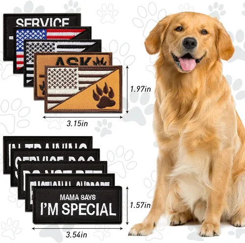 Miniatura 6 de 10 parches para perros de servicio bordados para chalecos para perros Arnés para perro con cierre de gancho y bucle, divertido juego de parches