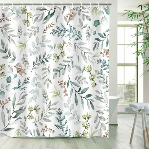 Miniatura 12 de RosieLily Cortinas de ducha florales rosas para baño, cortina de ducha de flores de acuarela para niñas, juego de cortina de ducha con ganchos