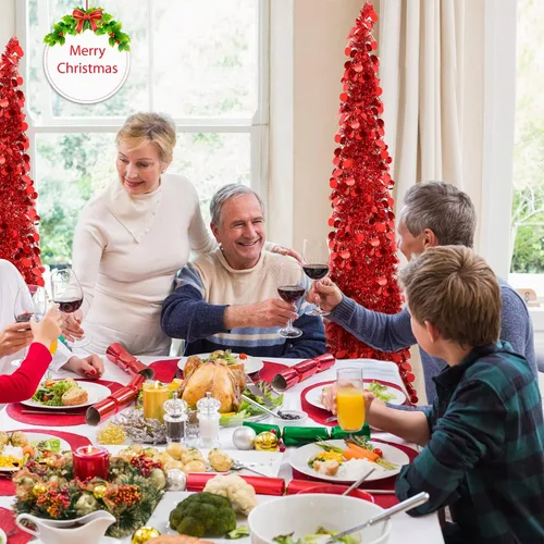 Miniatura 7 de Aoriher Árbol de Navidad de Oropel Emergente Preiluminado de 5 pies, Decoración Reutilizable Plegable con Lentejuelas Artificiales, Árbol Delgado