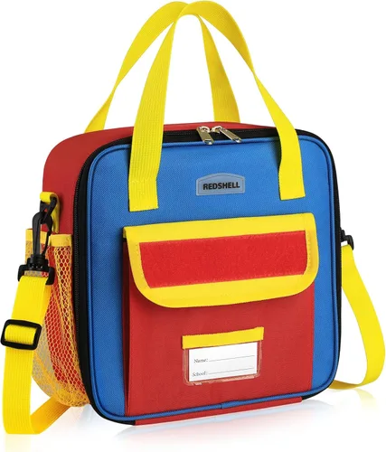Miniatura 8 de REDSHELL Lonchera táctica para niños, bolsa de almuerzo aislada grande para niñas, lonchera cuadrada para niños, lonchera cuadrada para niños, Rosa