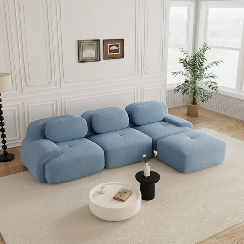 Miniatura 79 de Sofás modulares sin hueso de 152.8 pulgadas para sala de estar, sofá modular con diván en forma de L, cómodo asiento profundo tapizado de tela