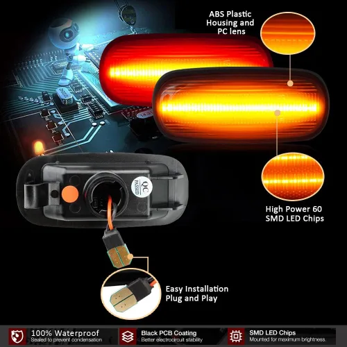 Miniatura 6 de D-Lumina Conjunto de luces LED laterales ámbar y rojo compatible con Dodge Ram 2500 3500 2003-2009 marcadores laterales de guardabarros de cama
