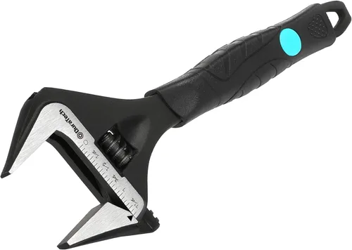 DURATECH Llave ajustable de 8 pulgadas, llave de fontanería de mandíbula ancha con acabado de óxido negro, acero CR-V, escala marcada en SAE y