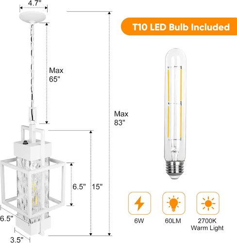 Miniatura 3 de PARTPHONER Lámpara colgante de 15 pulgadas para exteriores del atardecer al amanecer, lámpara colgante de metal moderno para exteriores, lámpara
