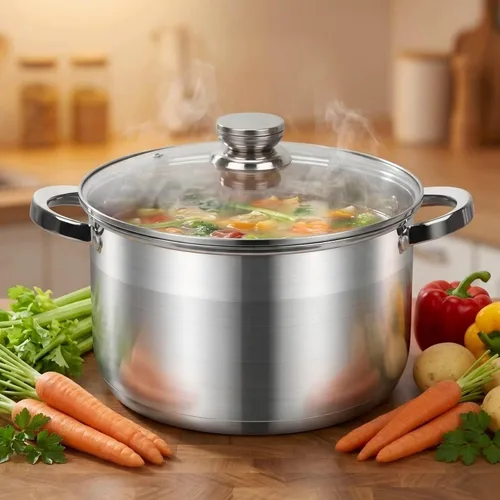 Miniatura 5 de Olla de sopa de 10 cuartos de galón con tapa de vidrio, olla de acero inoxidable de grado alimenticio de alta calidad, olla grande para cocinar