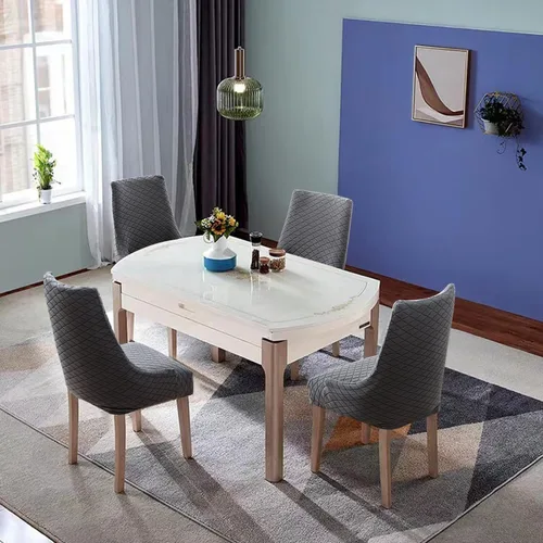 Miniatura 4 de Funda para silla de comedor de tela jacquard, funda para silla de respaldo de alta elasticidad, funda protectora de asiento para silla de comedor