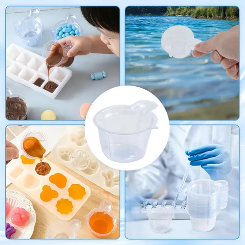 Miniatura 7 de 150 vasos desechables de resina plástica de 1.5 onzas líquidas, tazas de mezcla de pintura, tazas medidoras dispensadoras pequeñas para mezclar