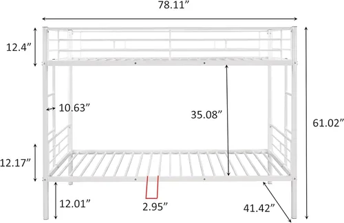 Miniatura 2 de Litera de metal individual sobre individual, literas resistentes con 2 escaleras laterales, ahorro de espacio, sin ruido, no necesita somier