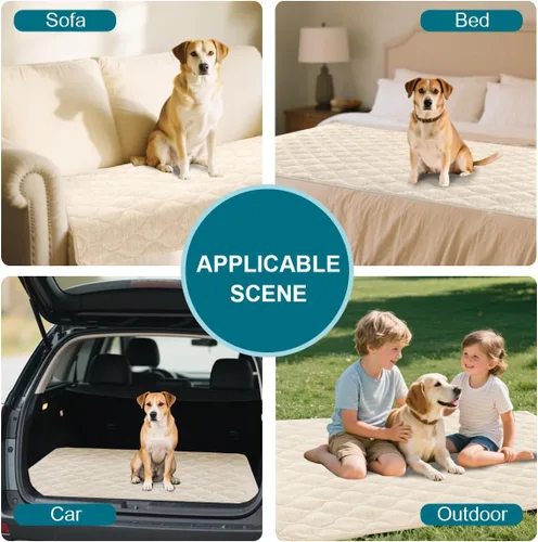 Miniatura 6 de Gollense Funda antideslizante para sofá para mascotas, funda acolchada de felpilla mullida para perros, lavable, protector suave y apto para Marfil
