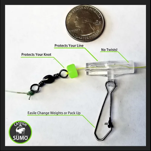 Miniatura 6 de Kit de protección de línea de pesca: deslizador de plomada sin torsión + parachoques de peso fuerte - Deja de perder peces con piezas resistentes