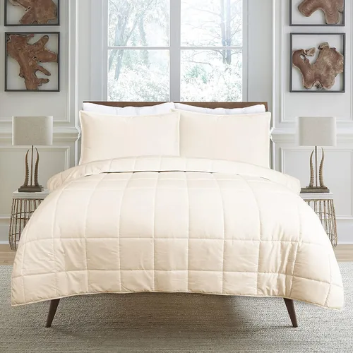 Miniatura 3 de EnvioHome Juego de edredón tamaño Queen con fundas de almohada, ultra suave y acogedor, ligero, estampado, color beige
