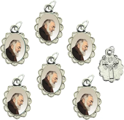 Miniatura 12 de Catholica Shop Colgante de medalla pequeña en tono plateado para ropa religiosa católica - Jesús, María y Santos, paquete de 6
