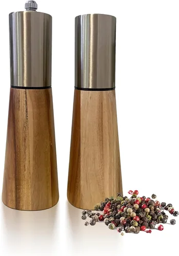 Juego de molinillo de sal y pimienta, molinillo manual de sal y pimienta de acero inoxidable, grosor ajustable, adecuado para cocina, barbacoa,