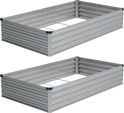 Miniatura 19 de Vengarus Kit de cama de jardín galvanizado elevado de 6 x 3 x 1 pies (paquete de 2), maceta de metal para exteriores, contenedor rectangular de Negro