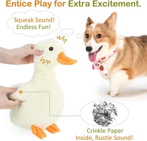 Miniatura 3 de Pawaboo Juguete de pato de felpa chirriante para perros, grande de 12 pulgadas, súper suave, juguetes para mascotas con forma de pato, sonajero