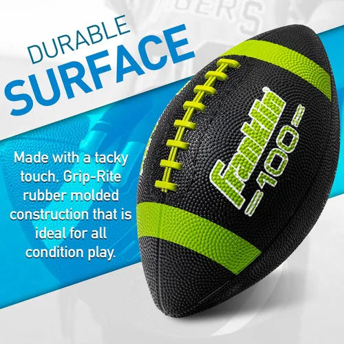 Miniatura 2 de Franklin Sports Balones de fútbol americano de goma para niños Junior Grip-Rite tamaño juvenil - Balones de fútbol americano Peewee Kids duraderos