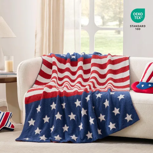 Miniatura 6 de Snuggle Sac Manta patriótica de la bandera estadounidense para sofá, cama del 4 de julio, manta ultra suave y acogedora, 250 aniversario, veterano