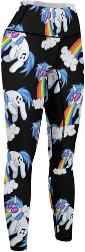 Miniatura 8 de Rainbow Vomiting Unicorn Workout Leggings for Women High Waisted Tummy Control Yoga Pants