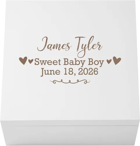 Let's Make Memories Caja de recuerdos personalizada para recién nacido, almacenamiento de recuerdos, caja de recuerdos, decoración de guardería, 6